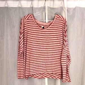 We The Free Red Striped Long Sleeve Shirt